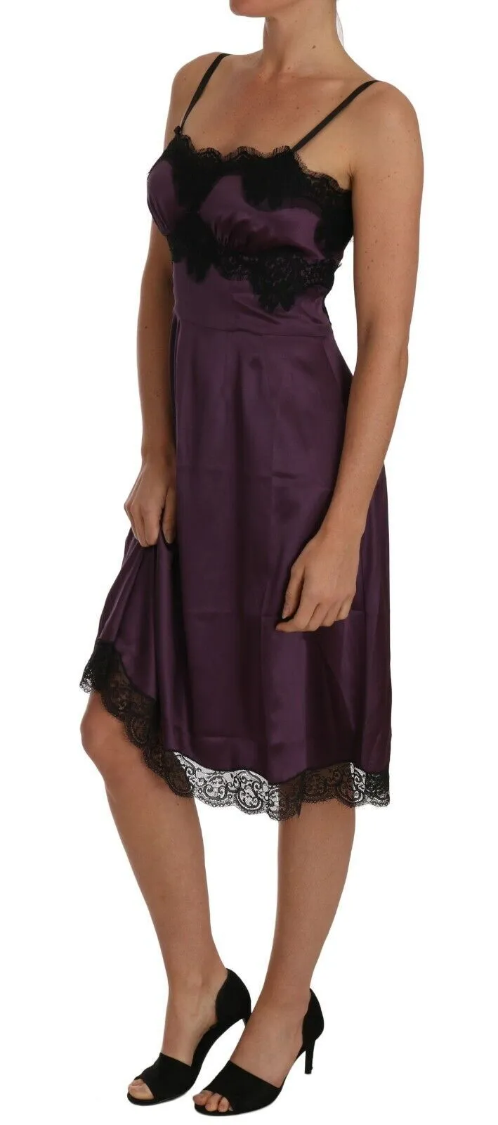 Elegant Purple Silk Lace Chemise Dress sold by Louxly product image thumbnail 2