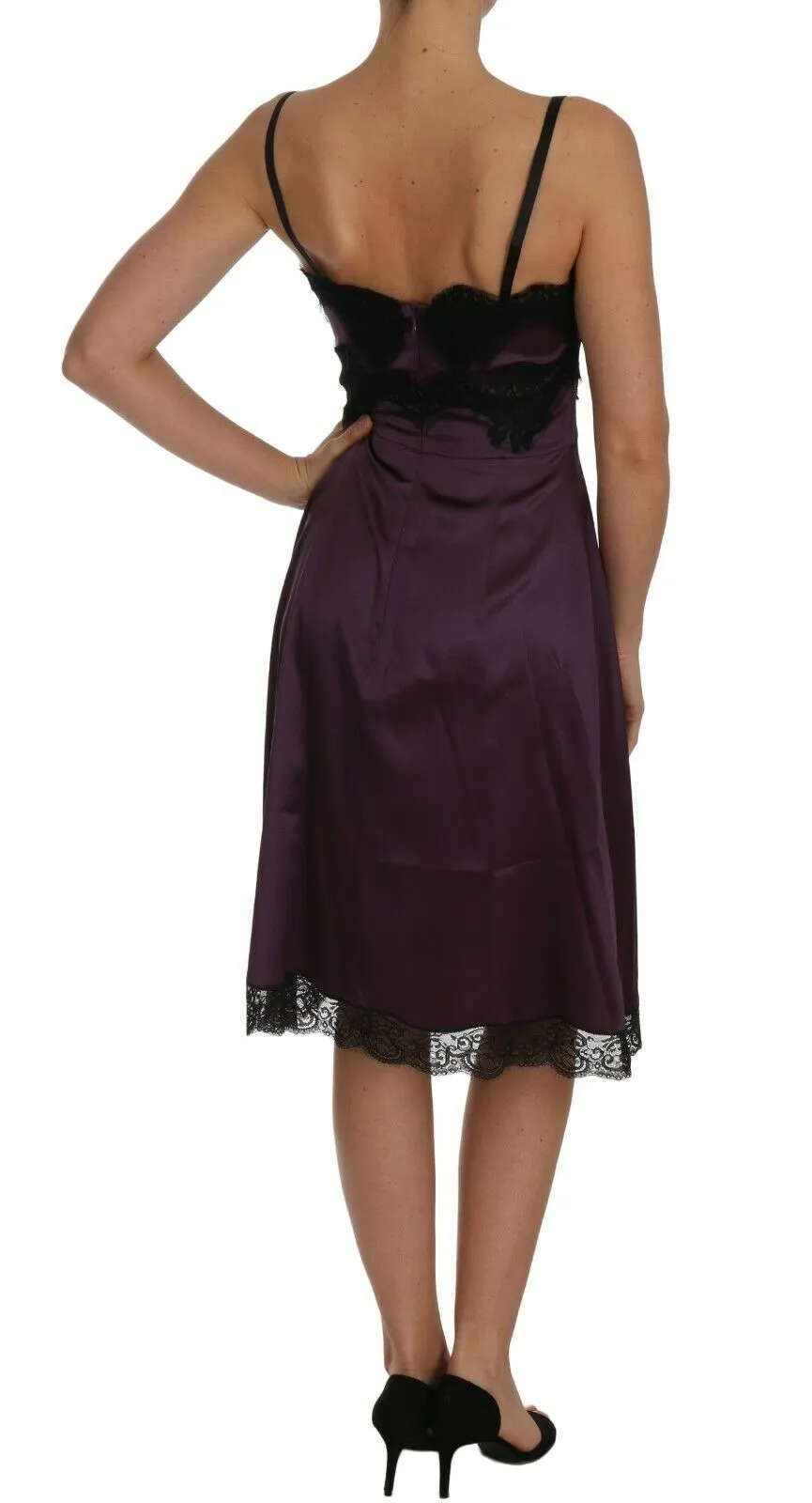 Elegant Purple Silk Lace Chemise Dress sold by Louxly product image thumbnail 3