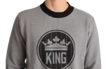 Elegant Gray Crown Motif Crewneck Sweater sold by Louxly