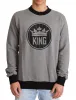Elegant Gray Crown Motif Crewneck Sweater sold by Louxly