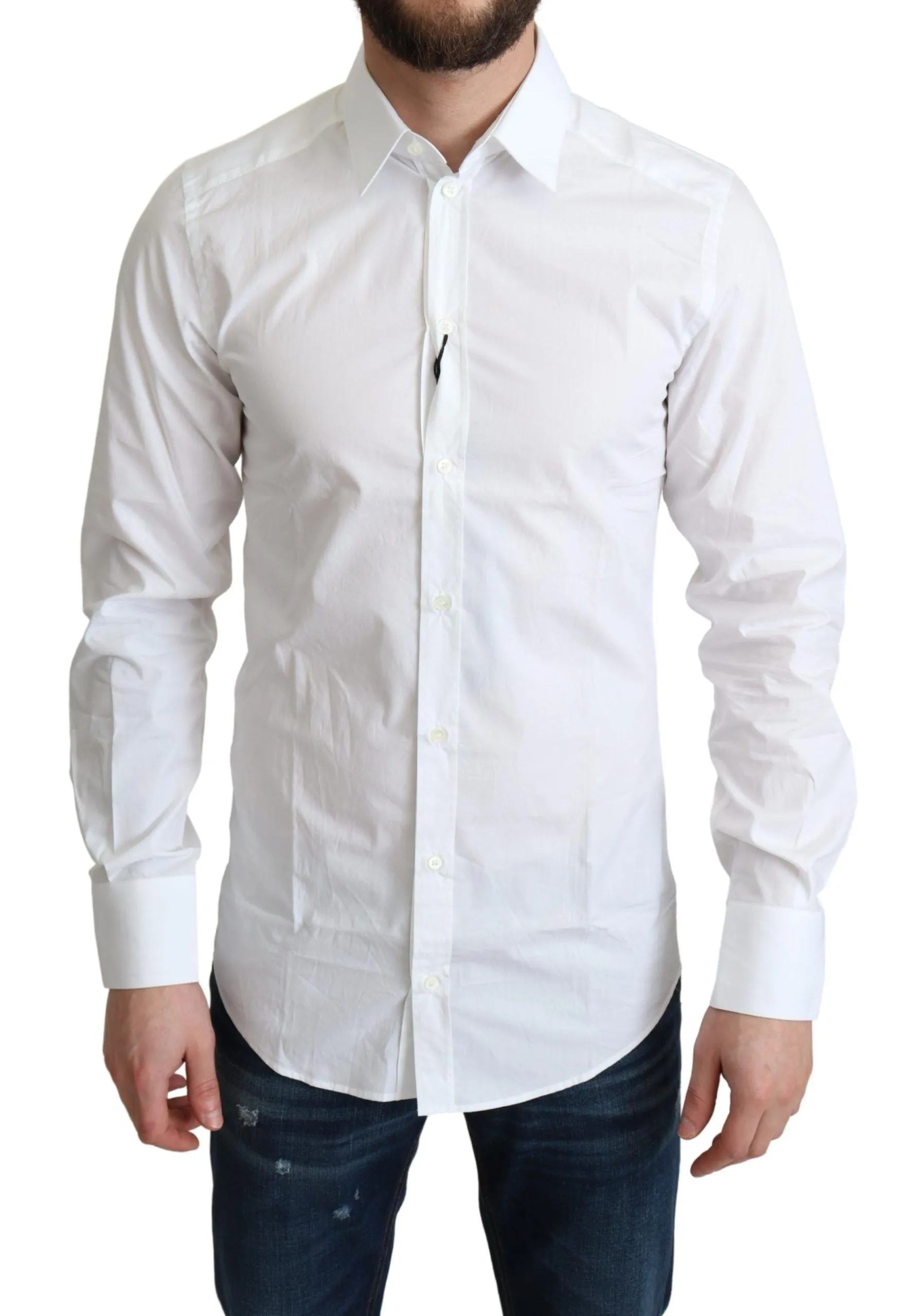 Elegant White Cotton Dress Shirt sold by Louxly