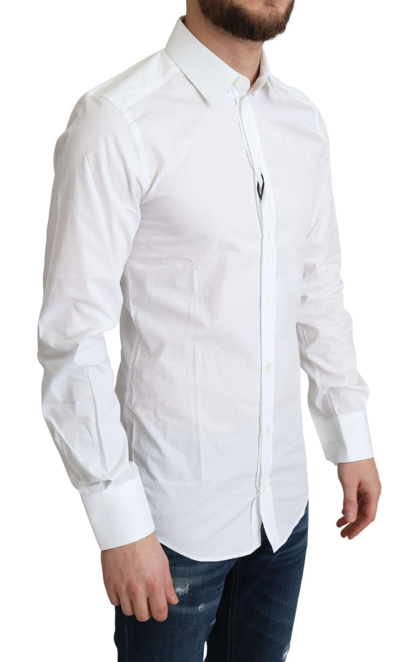 Elegant White Cotton Dress Shirt sold by Louxly product image thumbnail 2