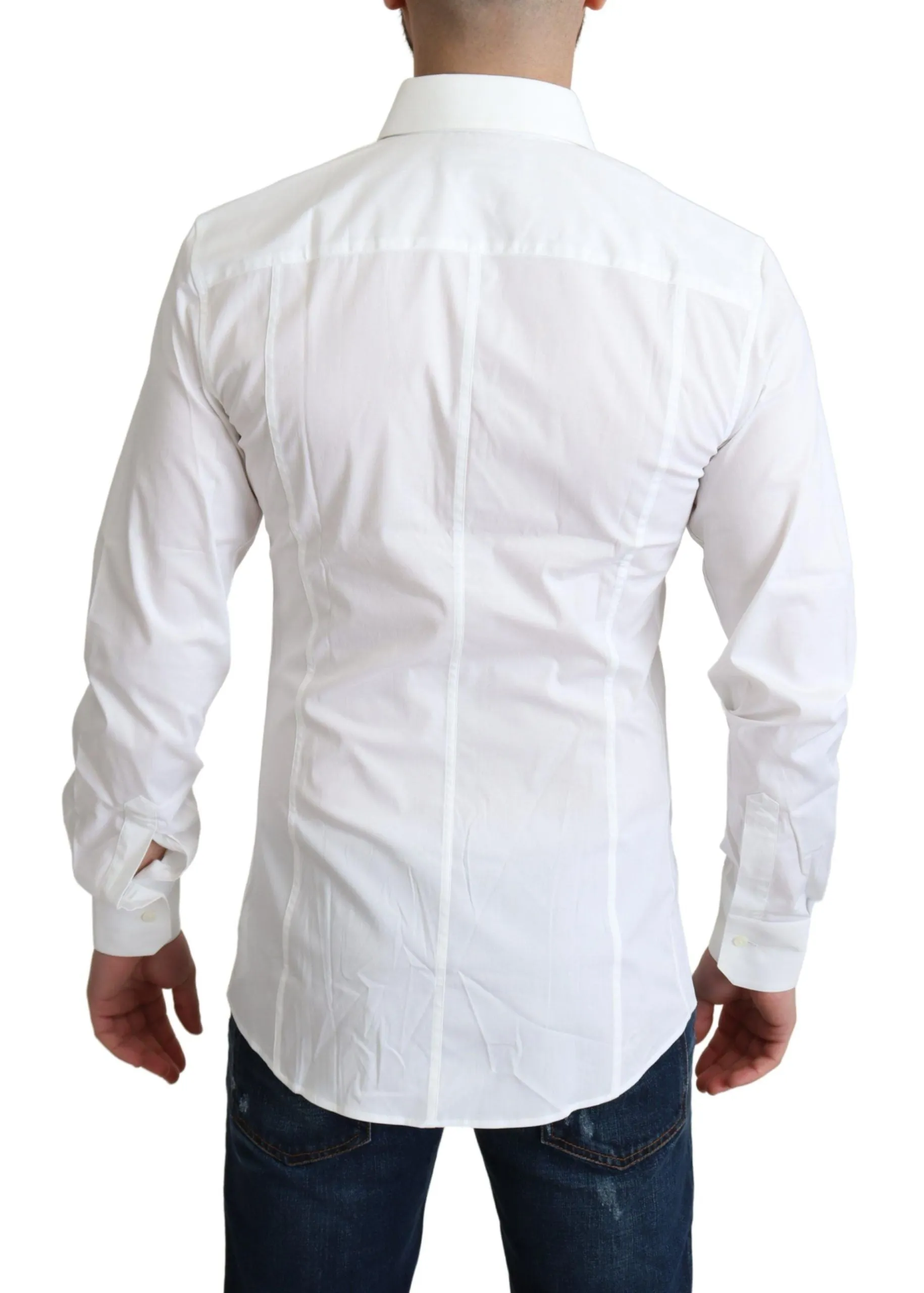 Elegant White Cotton Stretch Dress Shirt sold by Louxly product image thumbnail 3