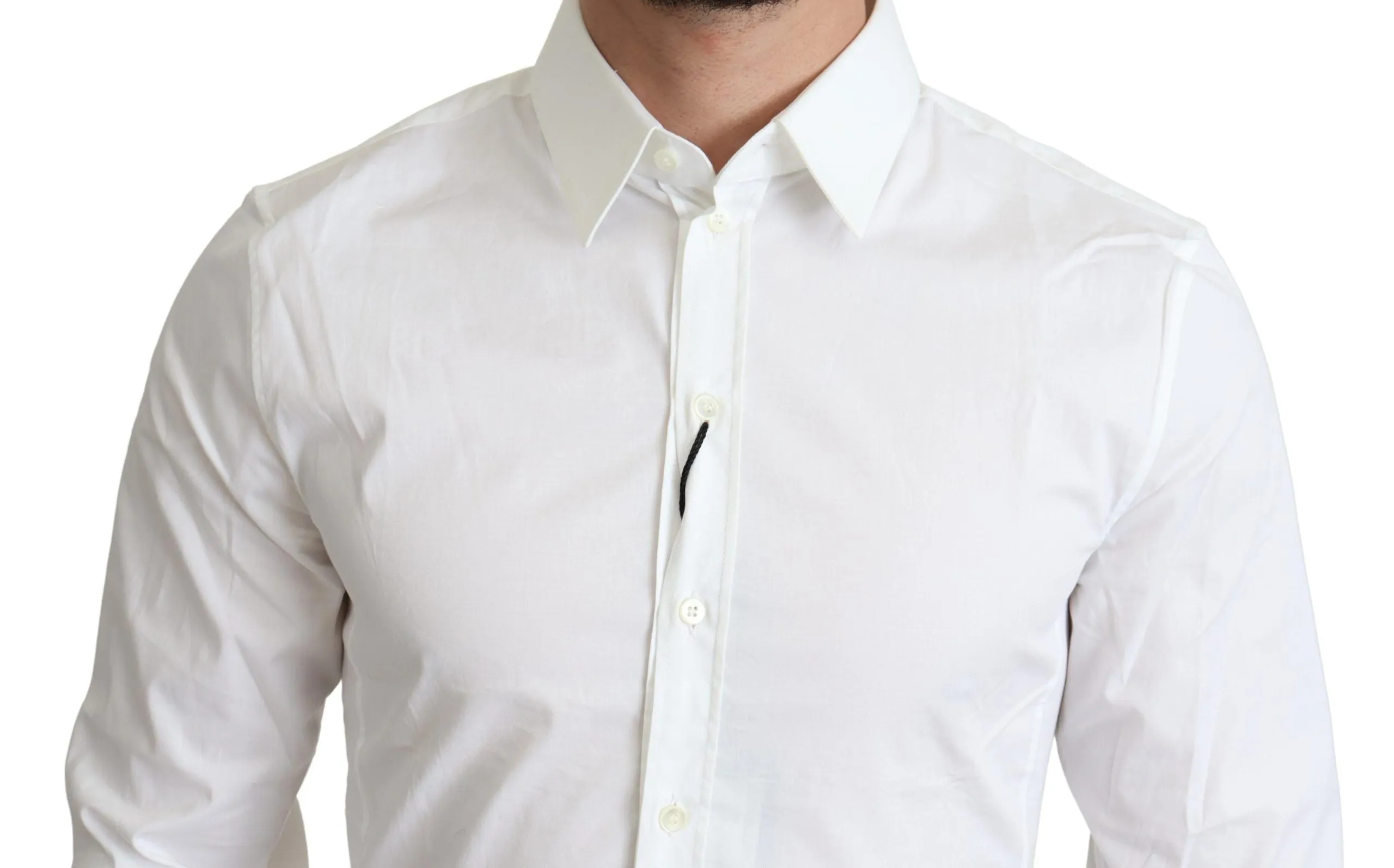 Elegant White Cotton Stretch Dress Shirt sold by Louxly product image thumbnail 4