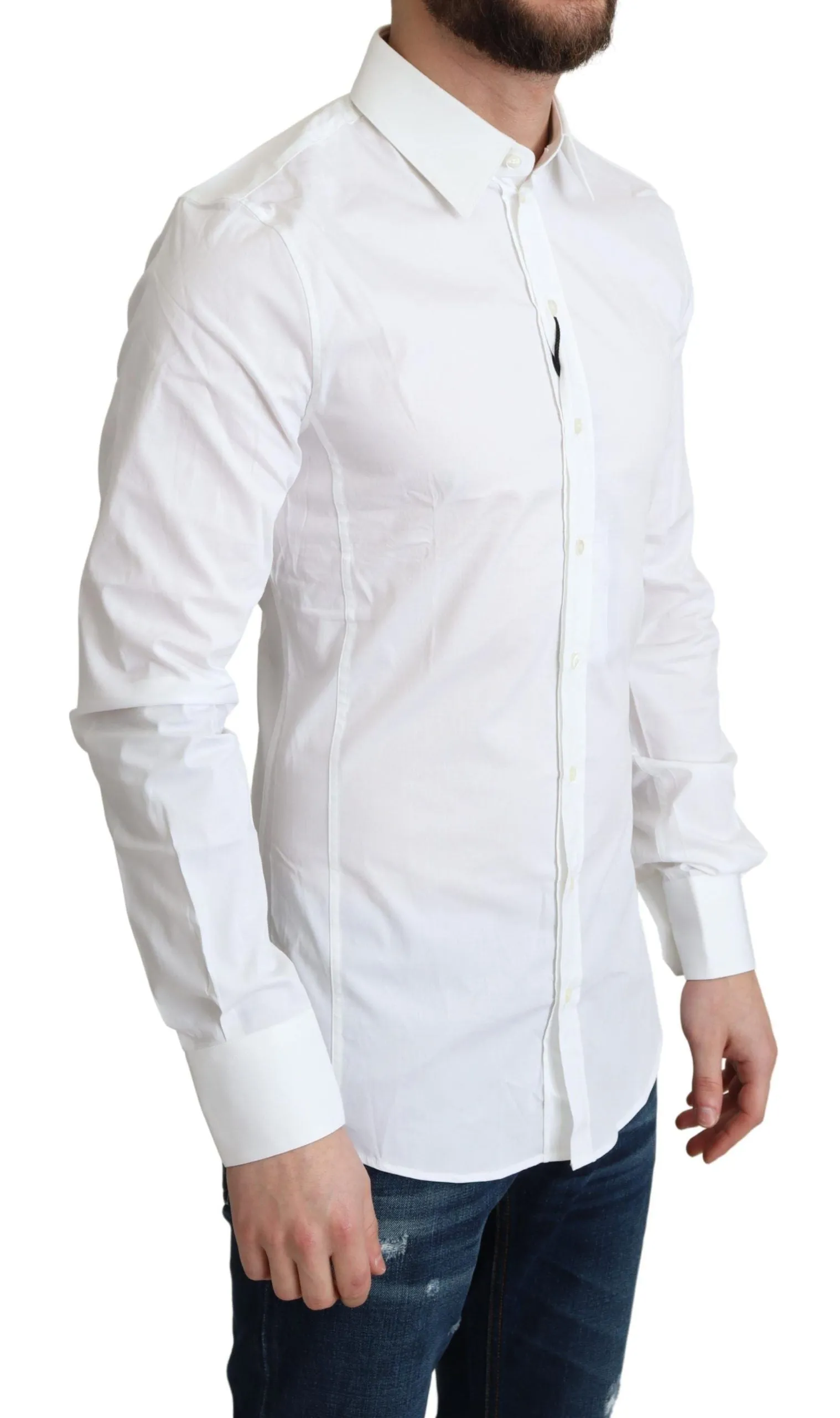 Elegant White Cotton Stretch Dress Shirt sold by Louxly product image thumbnail 2