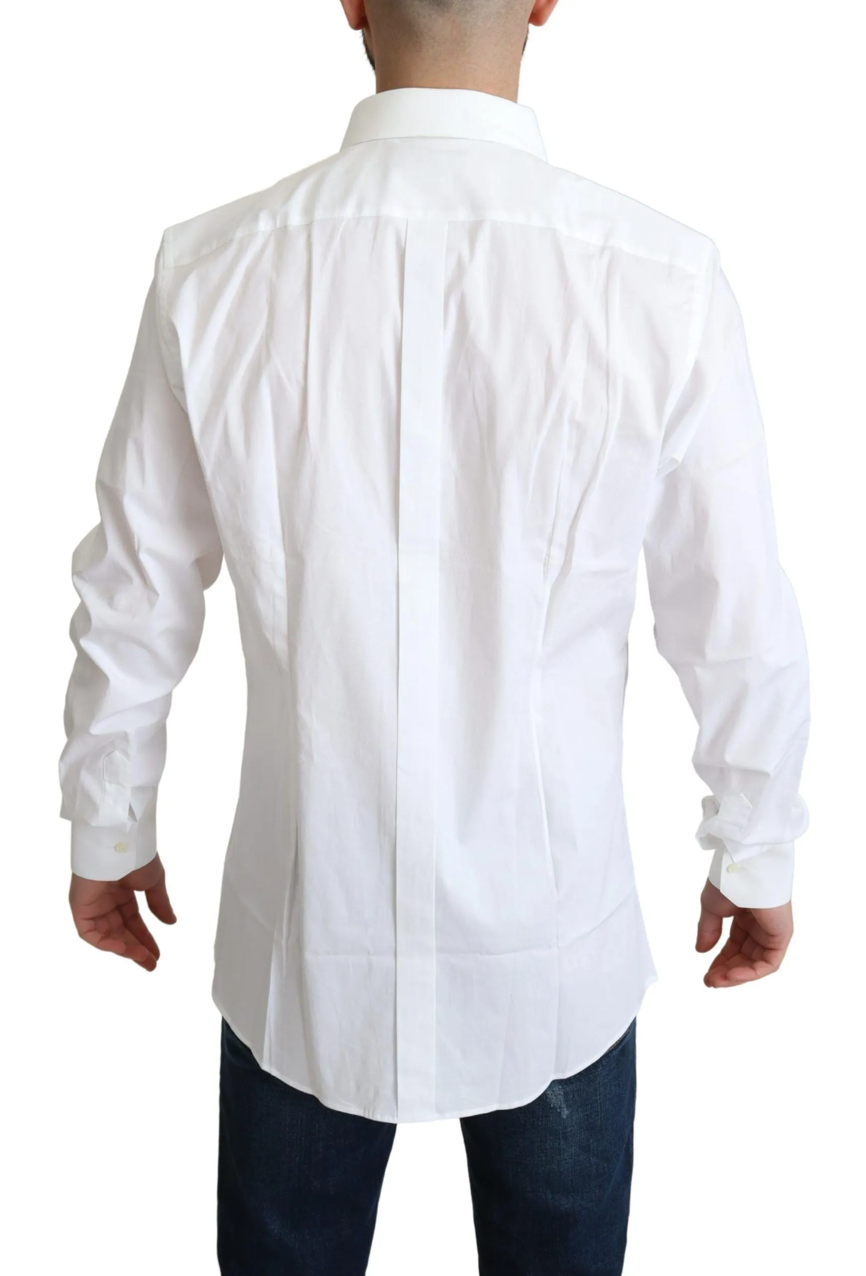 Elegant White Cotton Stretch Dress Shirt sold by Louxly product image thumbnail 3