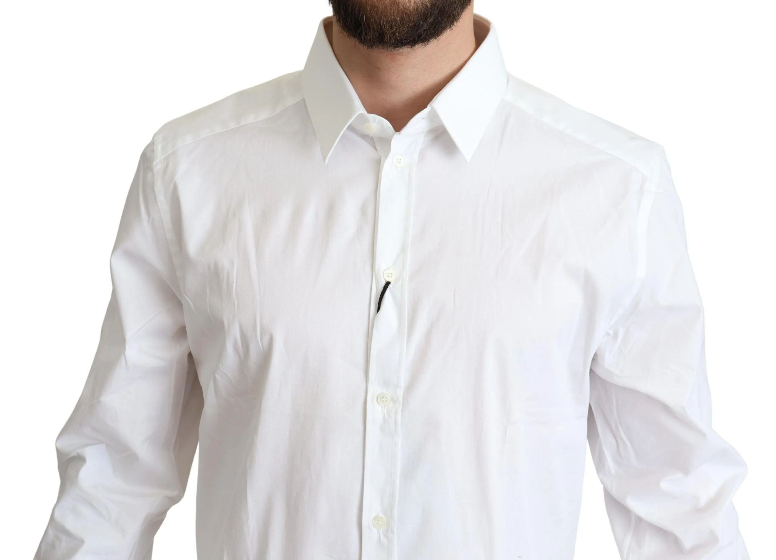 Elegant White Cotton Stretch Dress Shirt sold by Louxly product image thumbnail 4