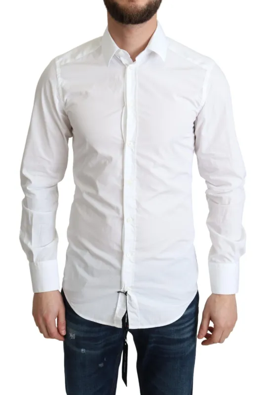 Elegant White Cotton Dress Shirt sold by Louxly