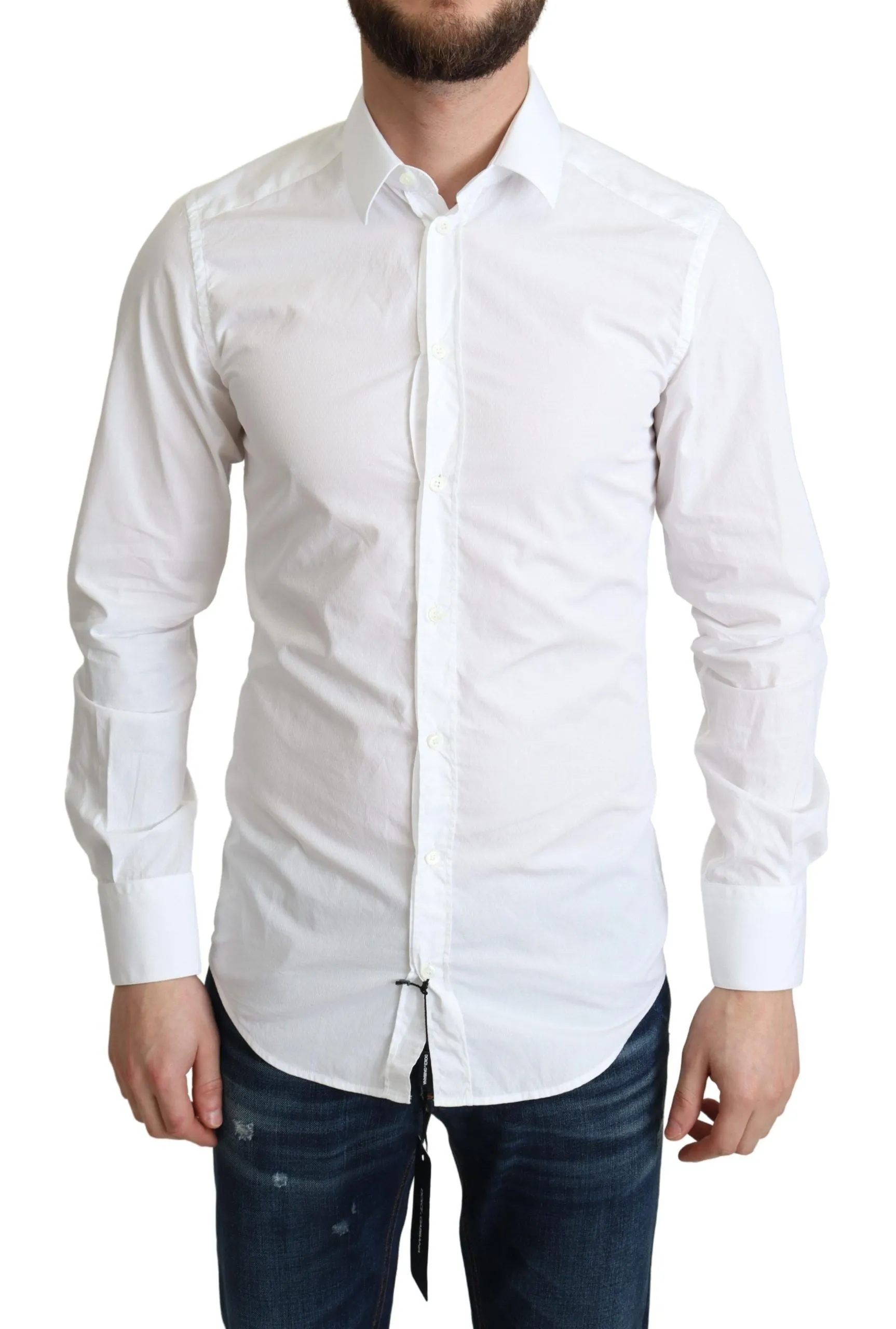 Elegant White Cotton Dress Shirt sold by Louxly