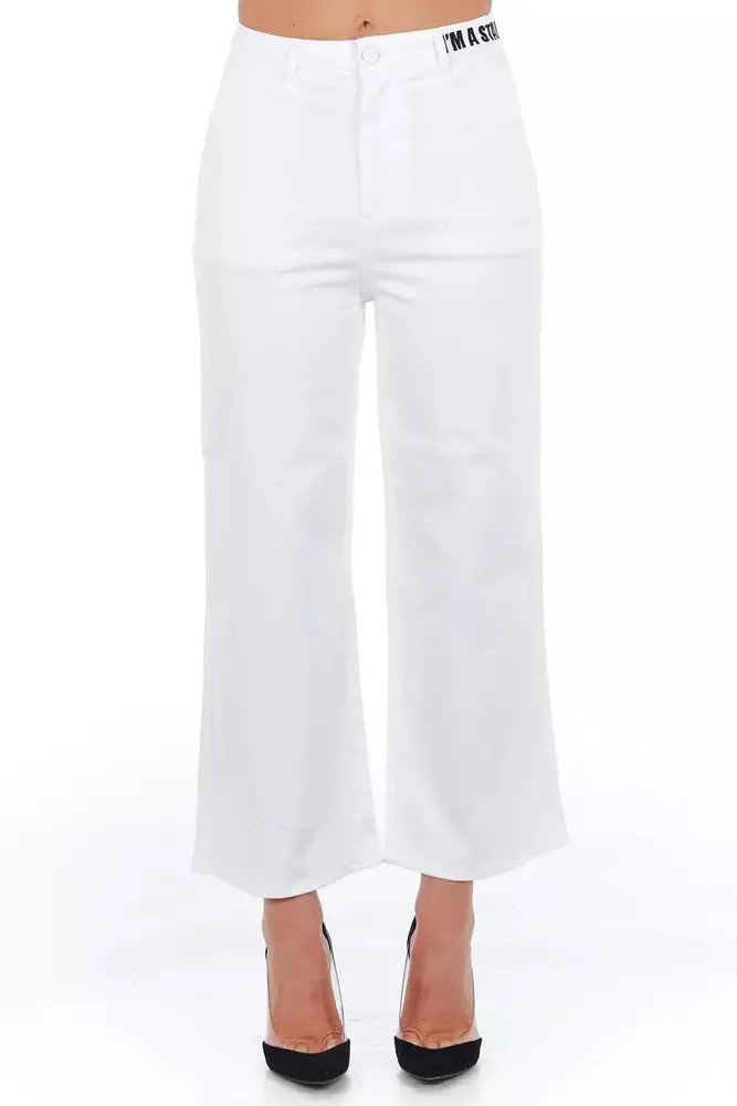 White Cotton Women Cropped Trouser sold by Louxly