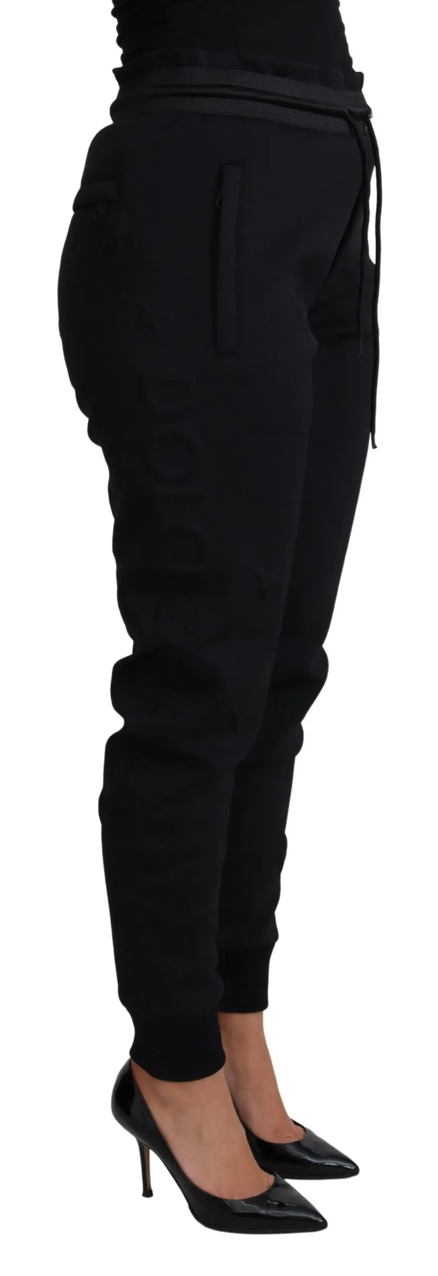 Elegant Black Jogger Trousers with Iconic Logo sold by Louxly product image thumbnail 2