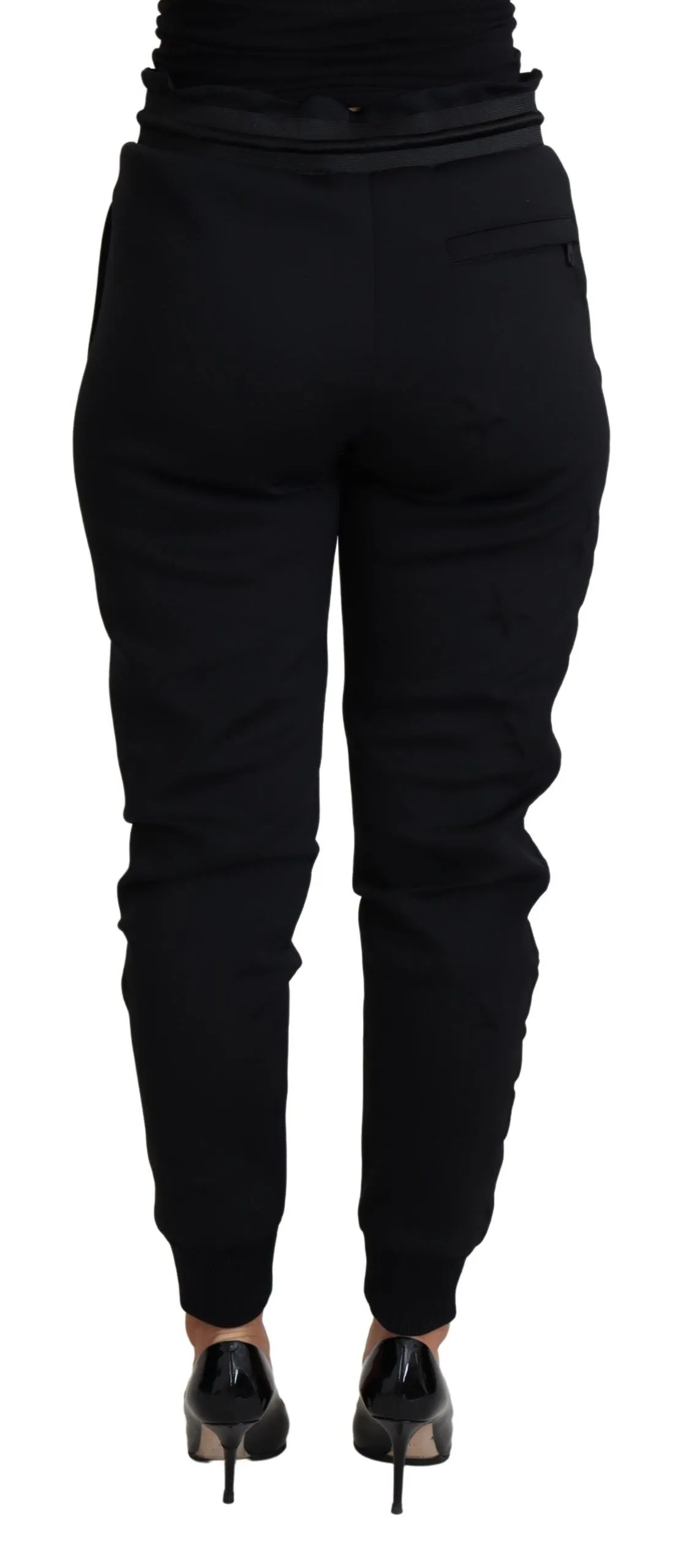 Elegant Black Jogger Trousers with Iconic Logo sold by Louxly product image thumbnail 3