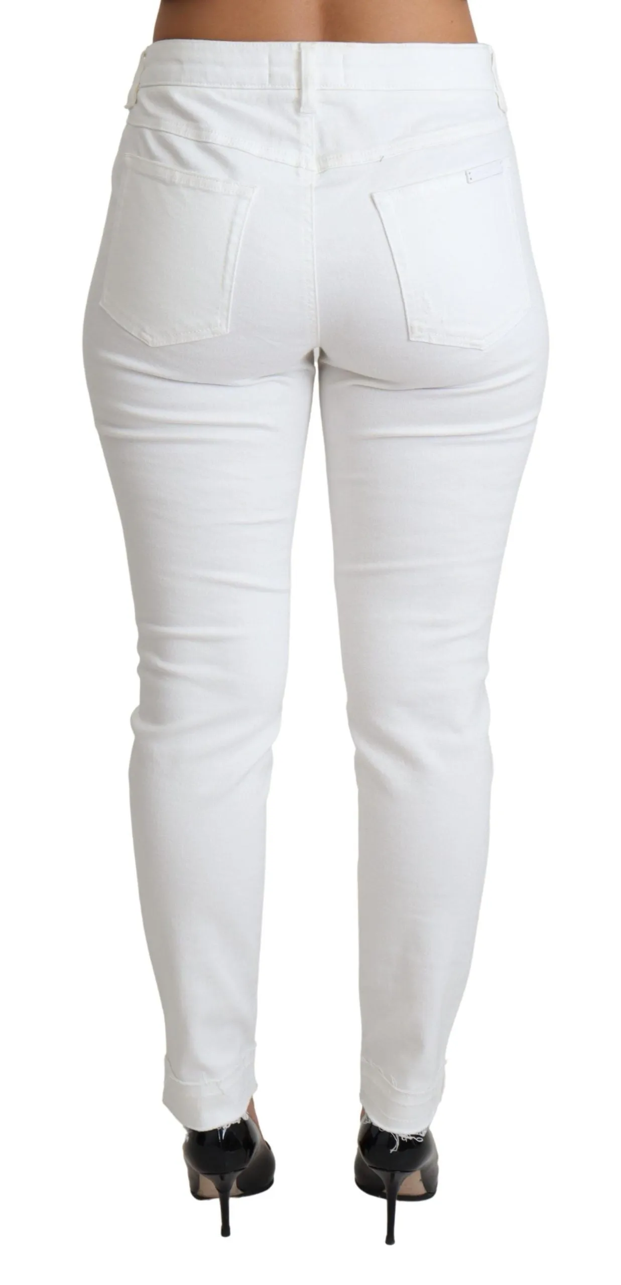 Chic White Mid Waist Designer Jeans sold by Louxly product image thumbnail 3