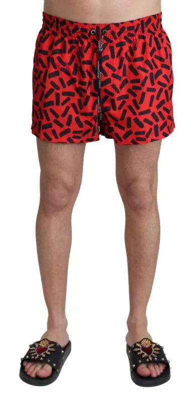 Radiant Red Drawstring Swim Trunks sold by Louxly