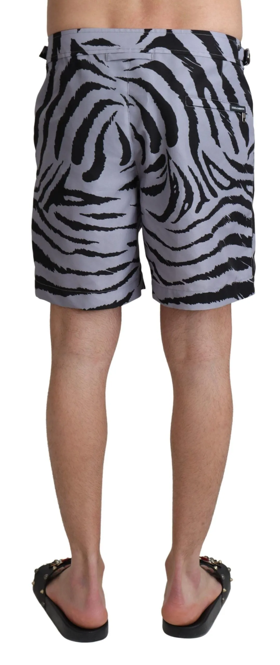 Elegant Gray Zebra Print Swim Trunks sold by Louxly product image thumbnail 3