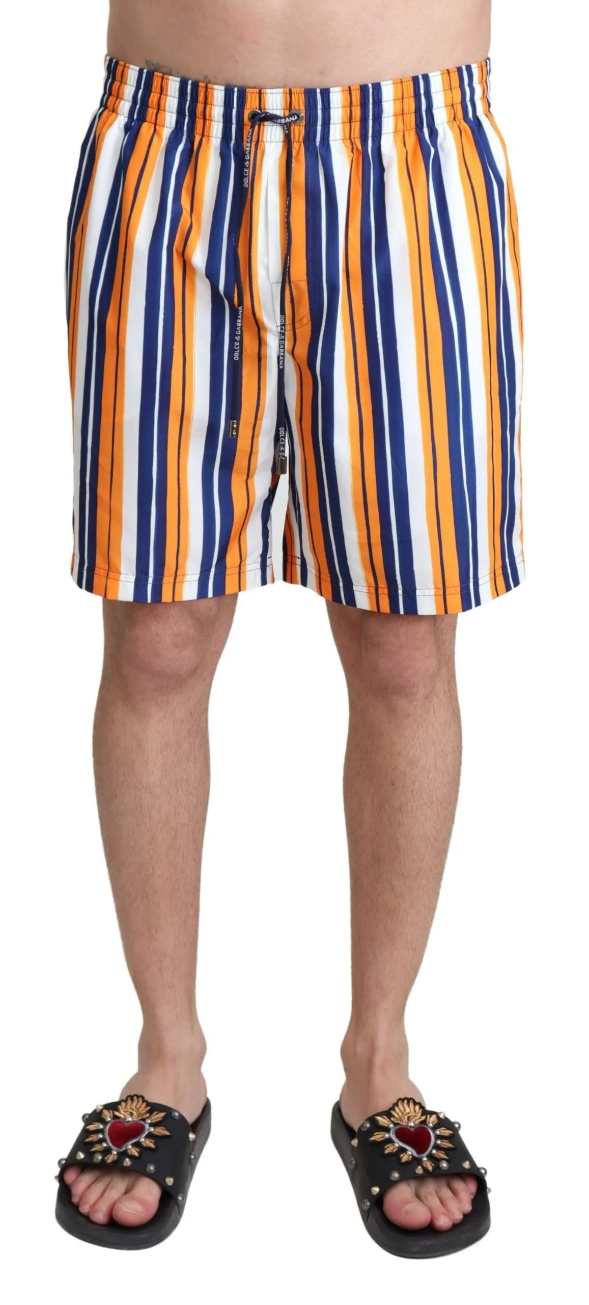 Multicolor Striped Swim Shorts Trunks sold by Louxly