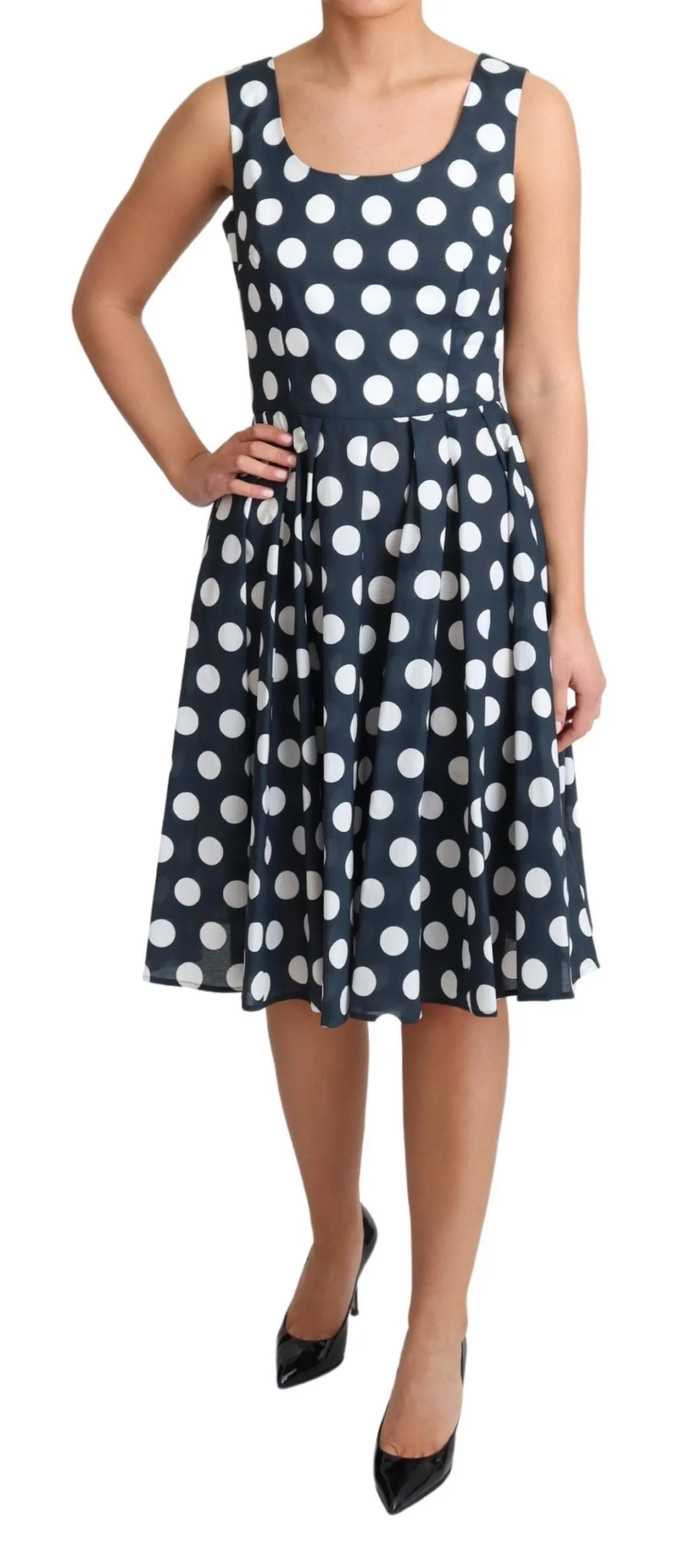 Polka Dotted A-Line Sleeveless Dress sold by Louxly product image thumbnail 2