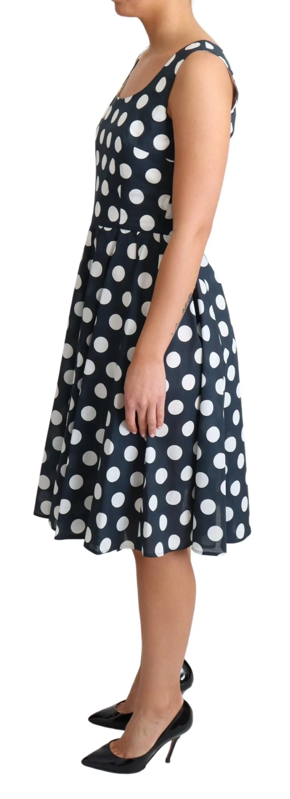 Polka Dotted A-Line Sleeveless Dress sold by Louxly product image thumbnail 3