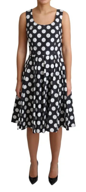 Polka Dot Sleeveless A-Line Dress sold by Louxly