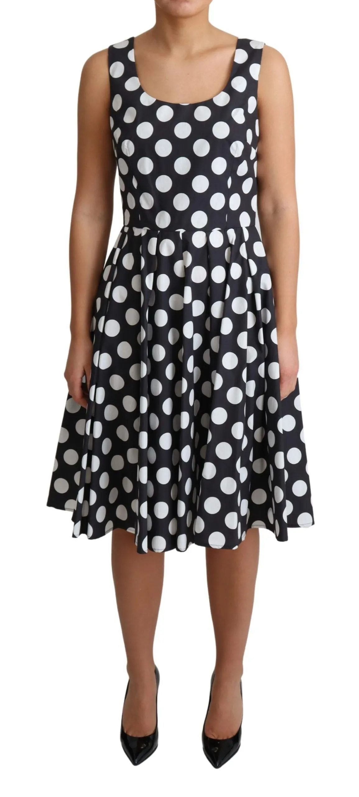 Polka Dot Sleeveless A-Line Dress sold by Louxly