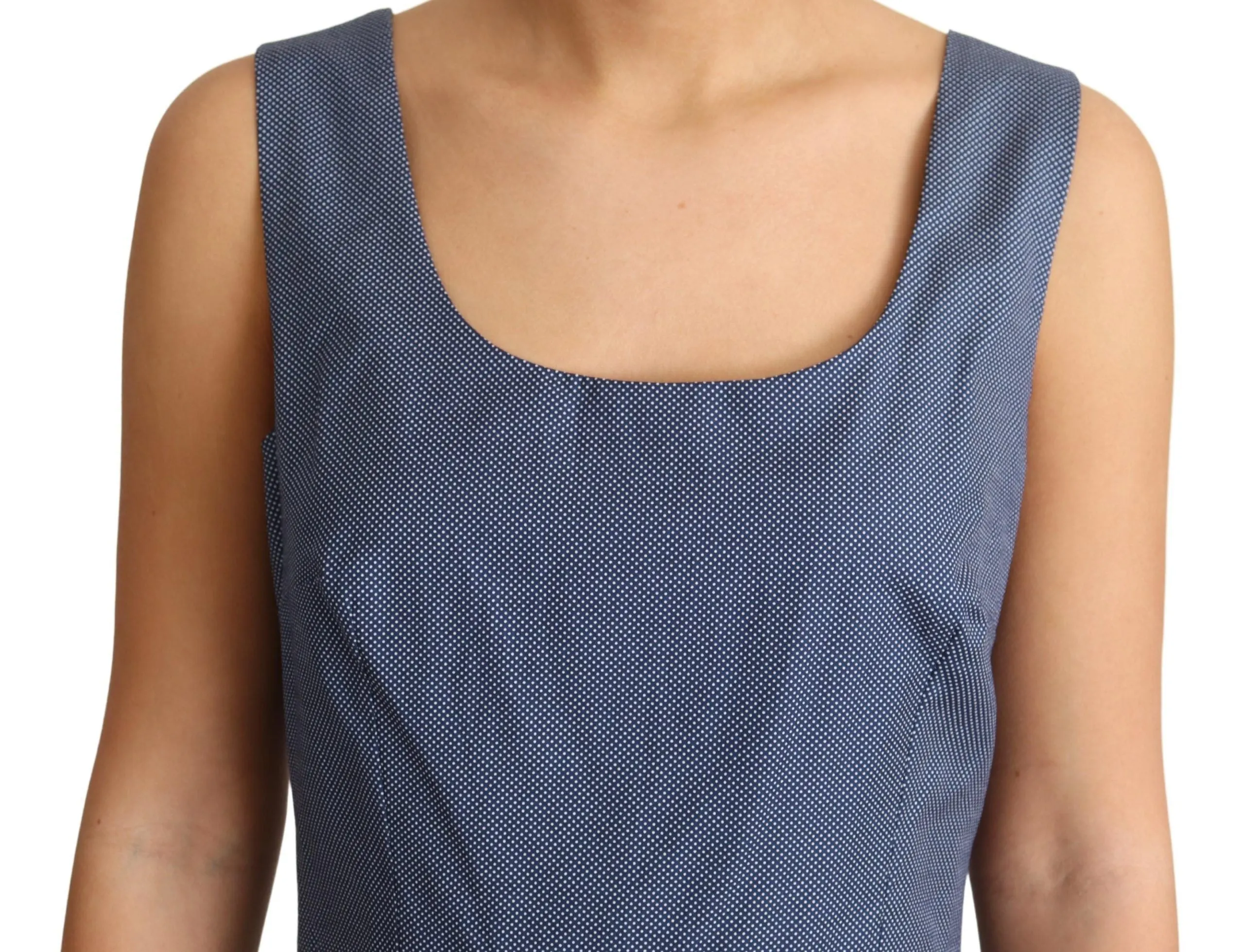 Chic Blue Polka-Dotted Sleeveless A-Line Dress sold by Louxly product image thumbnail 5