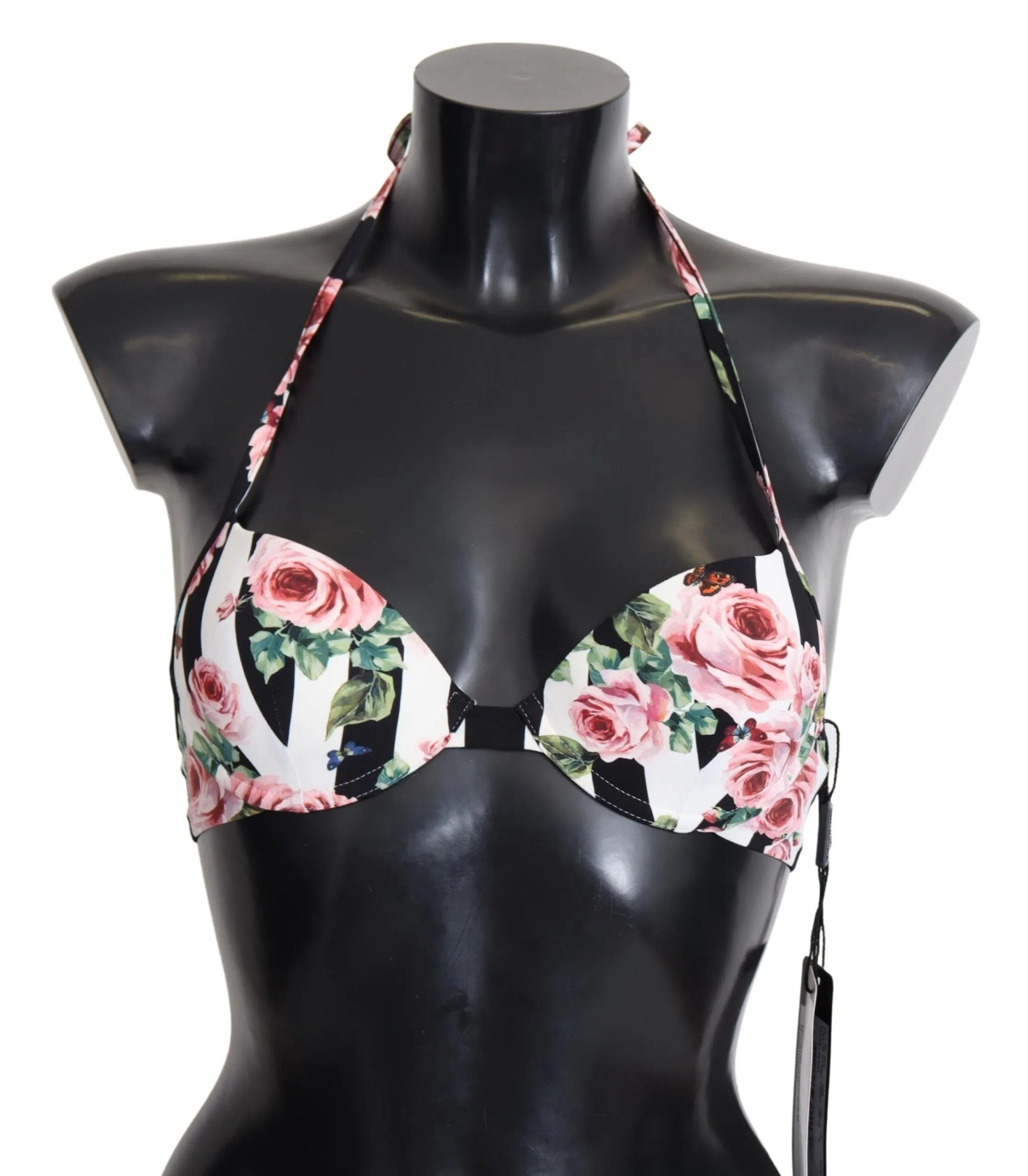 Chic Rose Print Bikini Top for Elegant Beach Days sold by Louxly