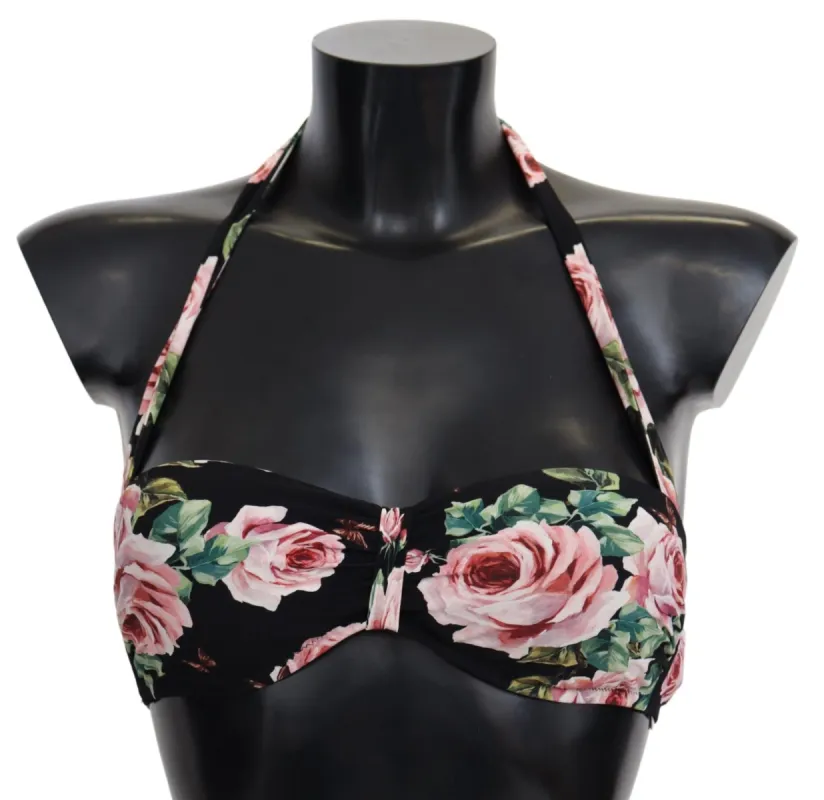 Elegant Black Floral Bikini Top sold by Louxly