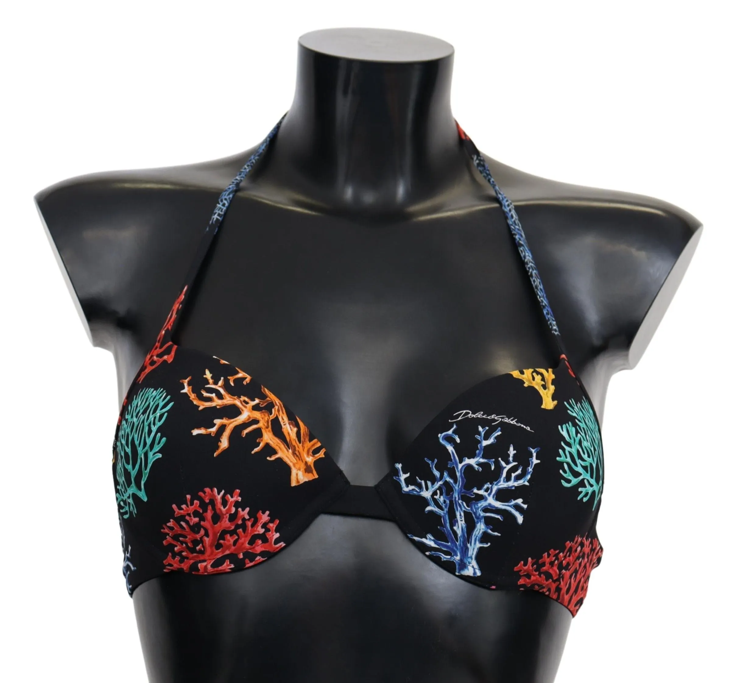 Chic Black Coral Print Bikini Top sold by Louxly
