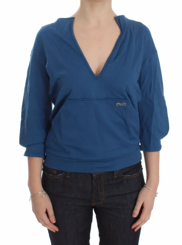 Elegant Deep V-Neck Sweater in Blue sold by Louxly
