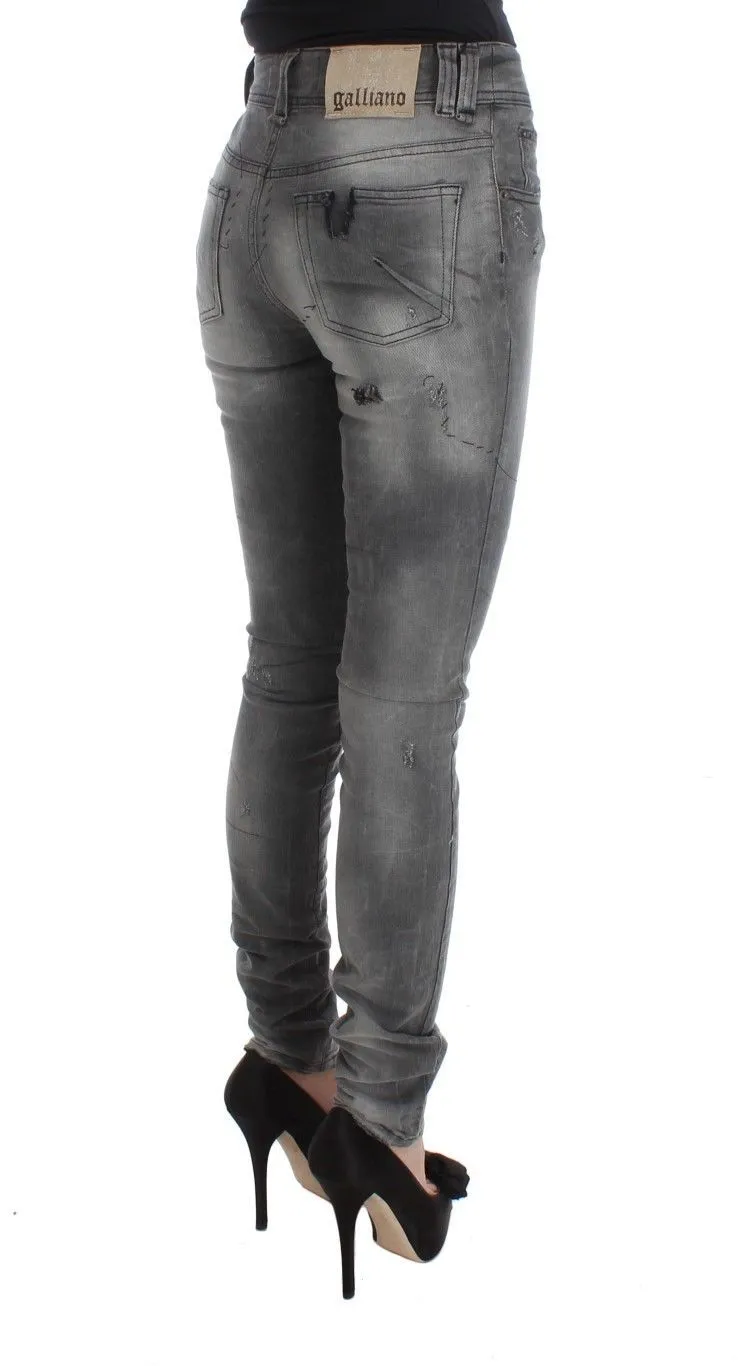 Chic Gray Slim Fit Designer Jeans sold by Louxly product image thumbnail 4
