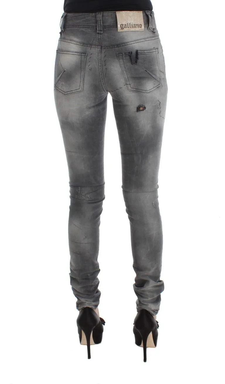 Chic Gray Slim Fit Designer Jeans sold by Louxly product image thumbnail 3
