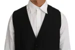 Elegant Black Formal Wool Blend Vest sold by Louxly