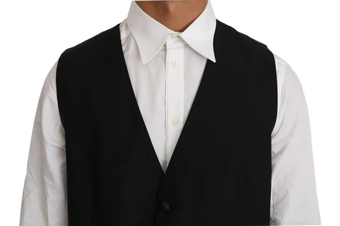 Elegant Black Formal Wool Blend Vest sold by Louxly product image thumbnail 4