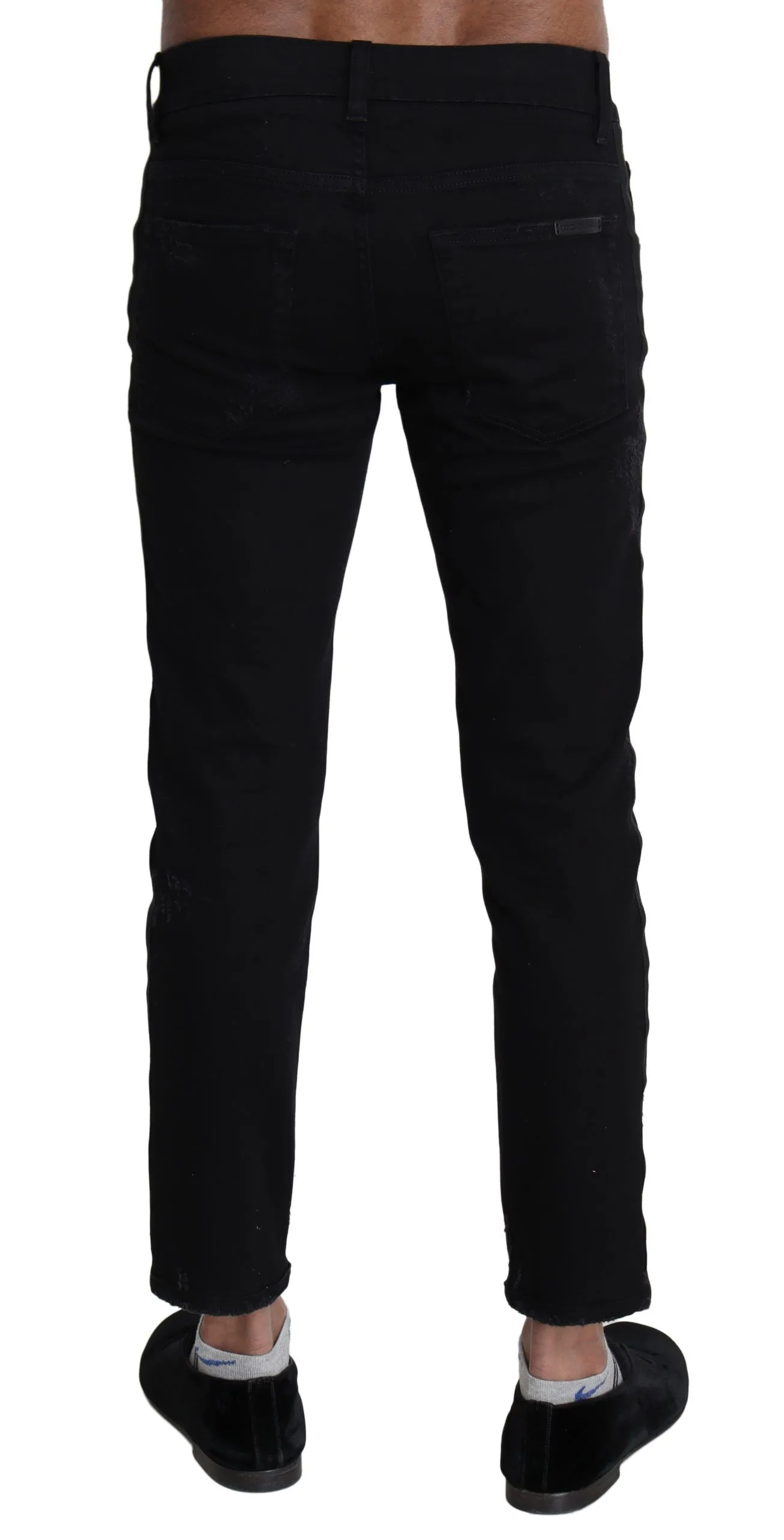 Elegant Skinny Black Jeans with Embroidery sold by Louxly product image thumbnail 3
