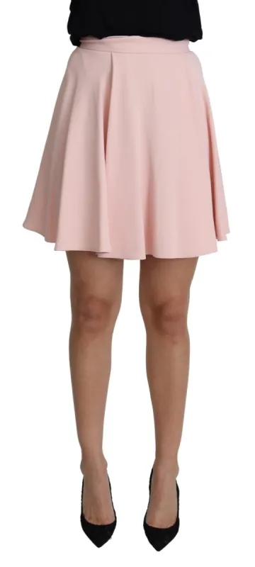 Elegant Pink Flare A-line Mini Skirt sold by Louxly