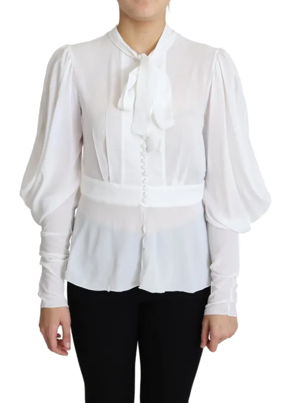 Elegant Snow-White Viscose Blouse sold by Louxly