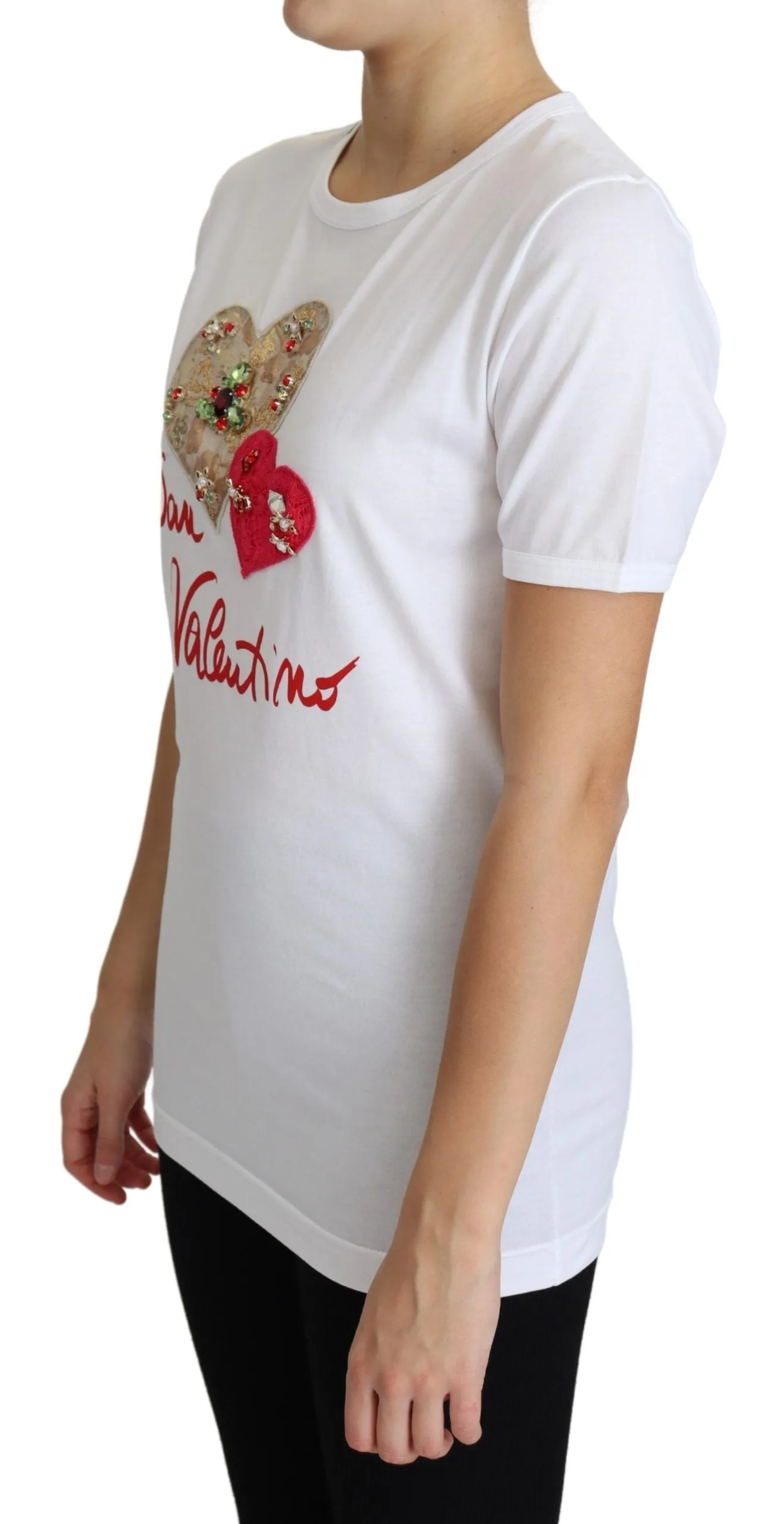 Crystal-Embellished White Cotton Tee sold by Louxly product image thumbnail 4