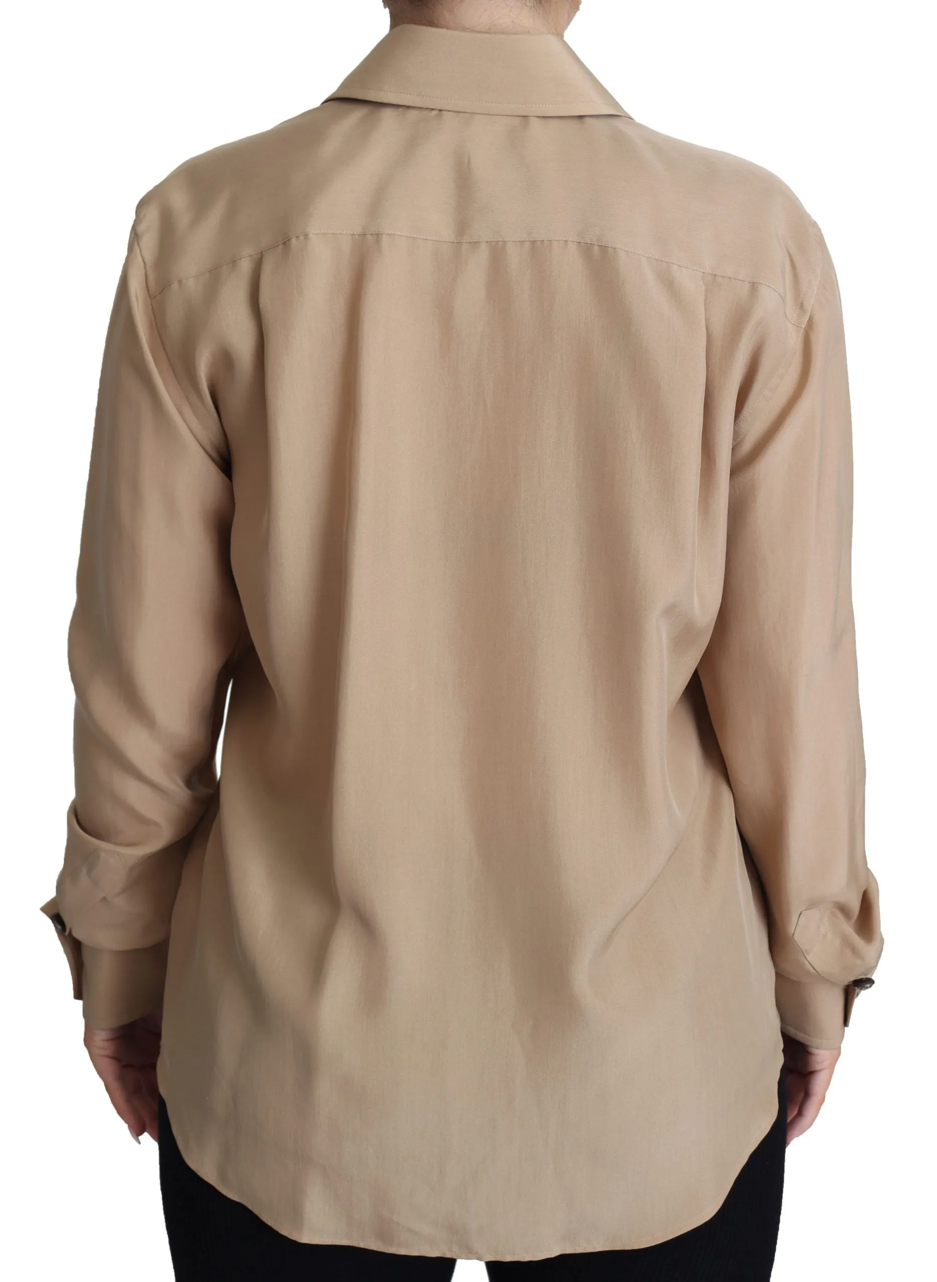 Elegant Beige Silk Shirt sold by Louxly product image thumbnail 2