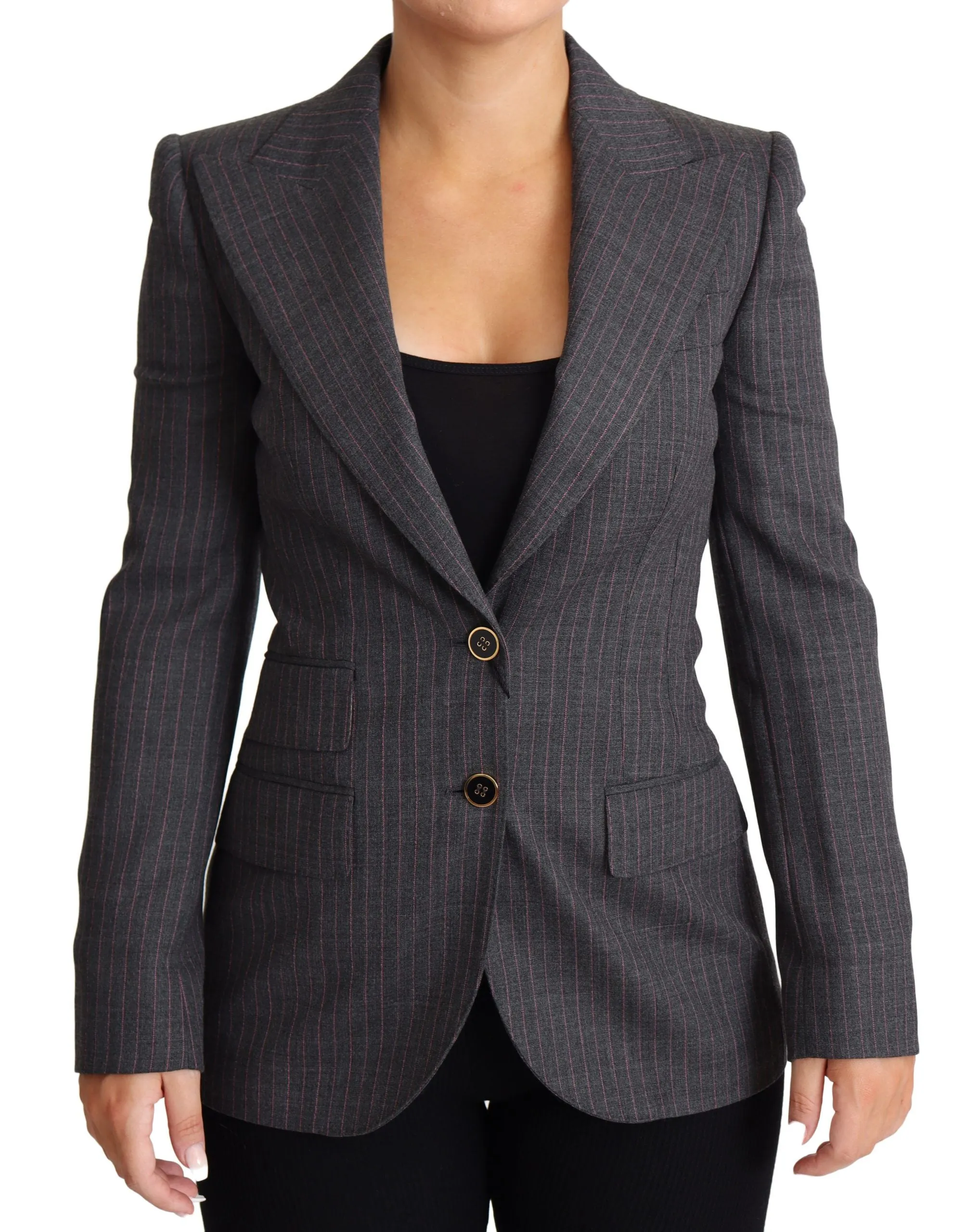 Elegant Gray Stretch Wool Blazer sold by Louxly