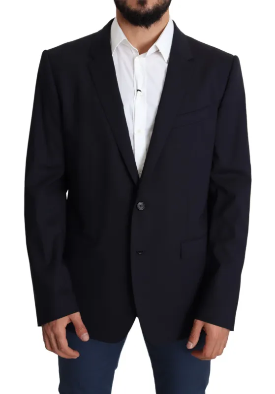 Exquisite Black Wool Stretch Martini Blazer sold by Louxly