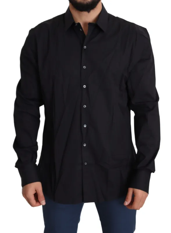 Elegant Slim Fit Black Dress Shirt sold by Louxly