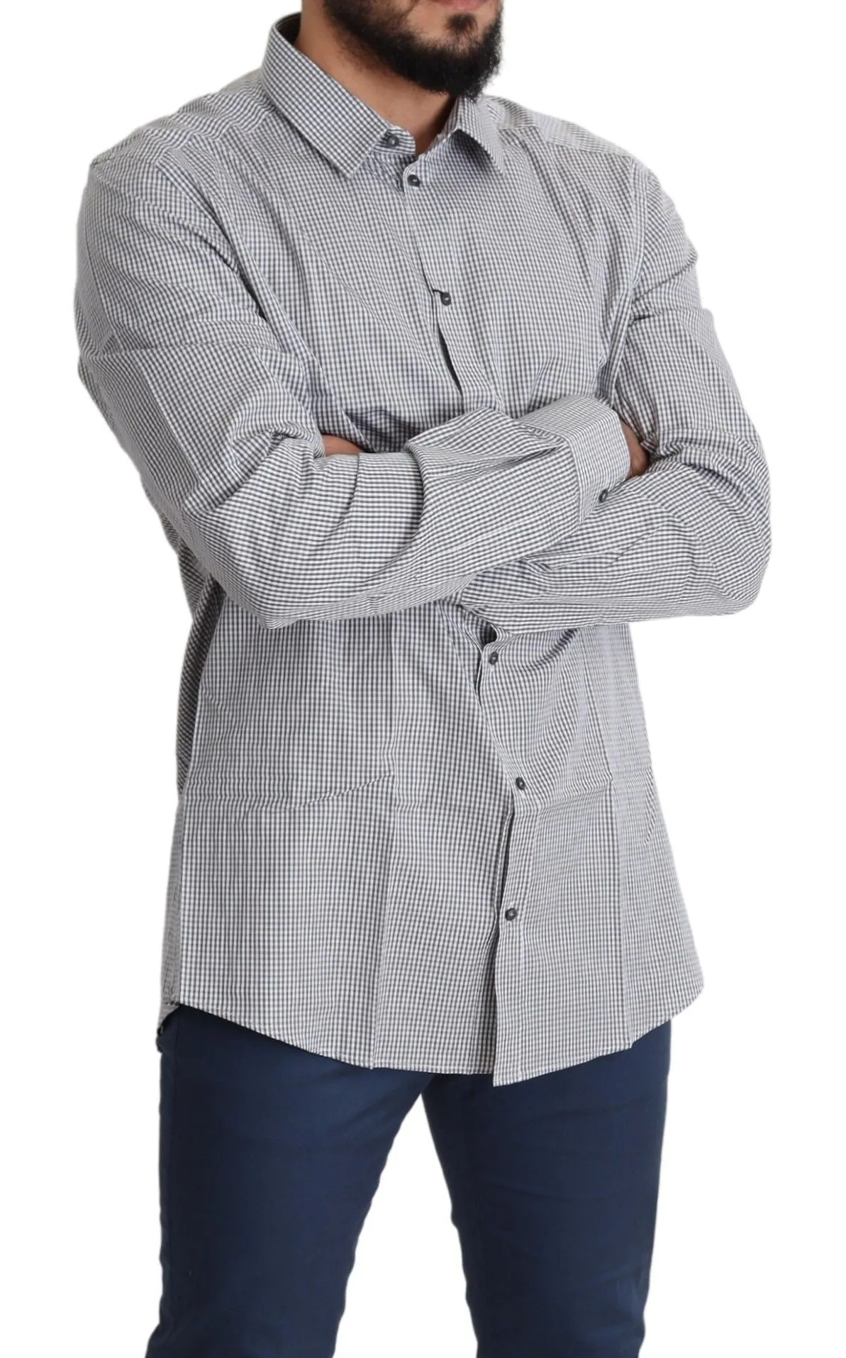 Checkered Slim Fit Cotton Dress Shirt sold by Louxly product image thumbnail 5