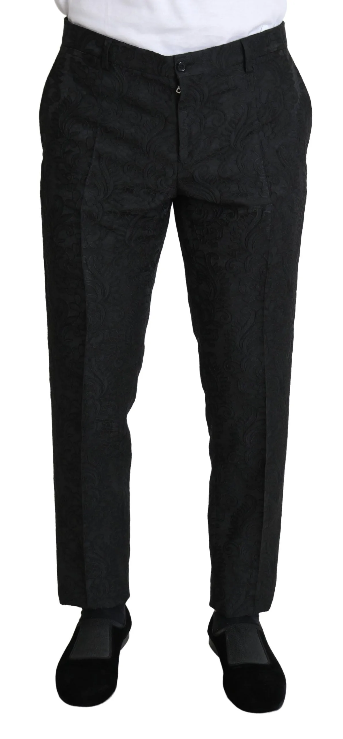 Elegant Floral Brocade Dress Trousers sold by Louxly