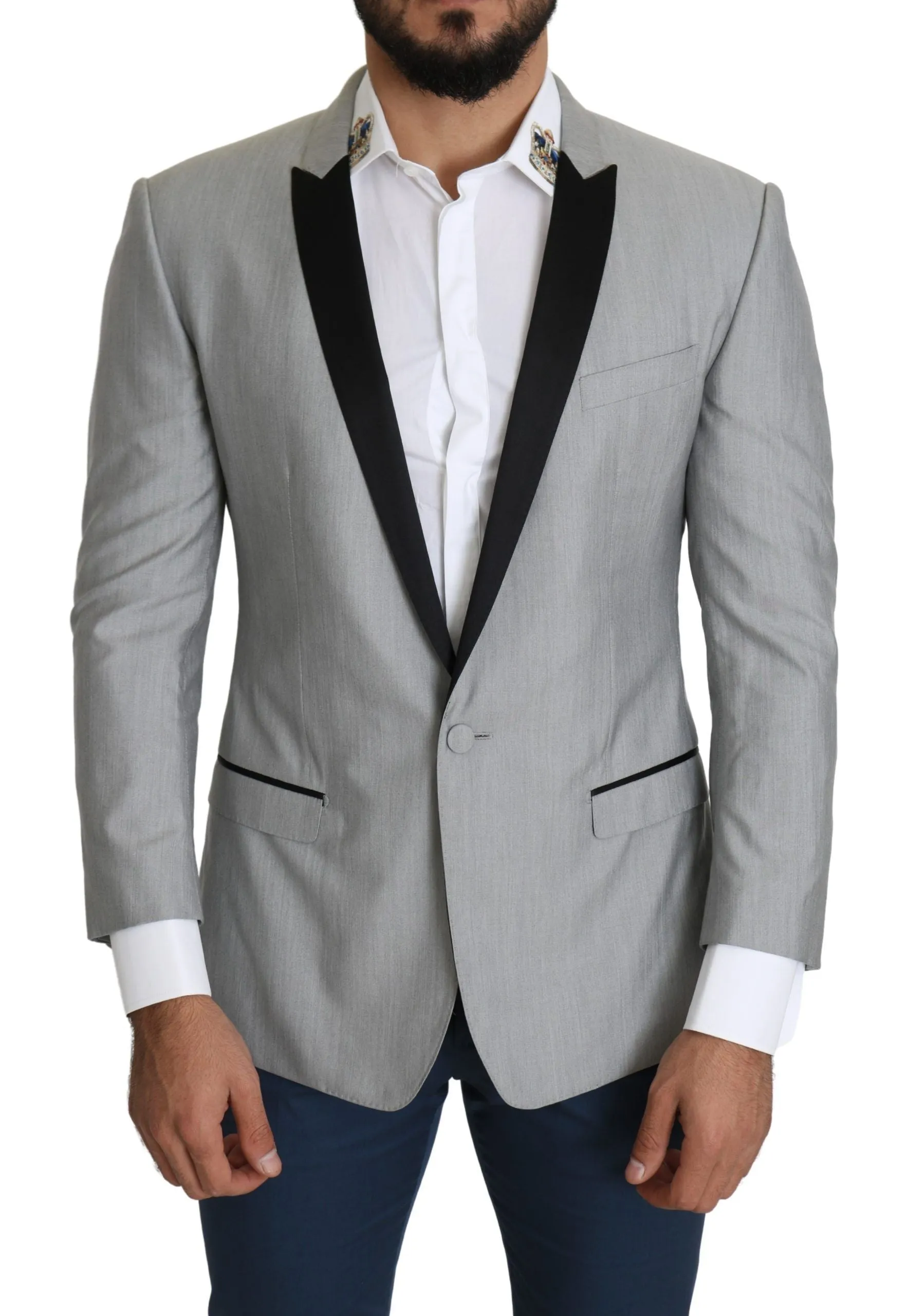 Elegant Silk Blend Light Gray Blazer sold by Louxly