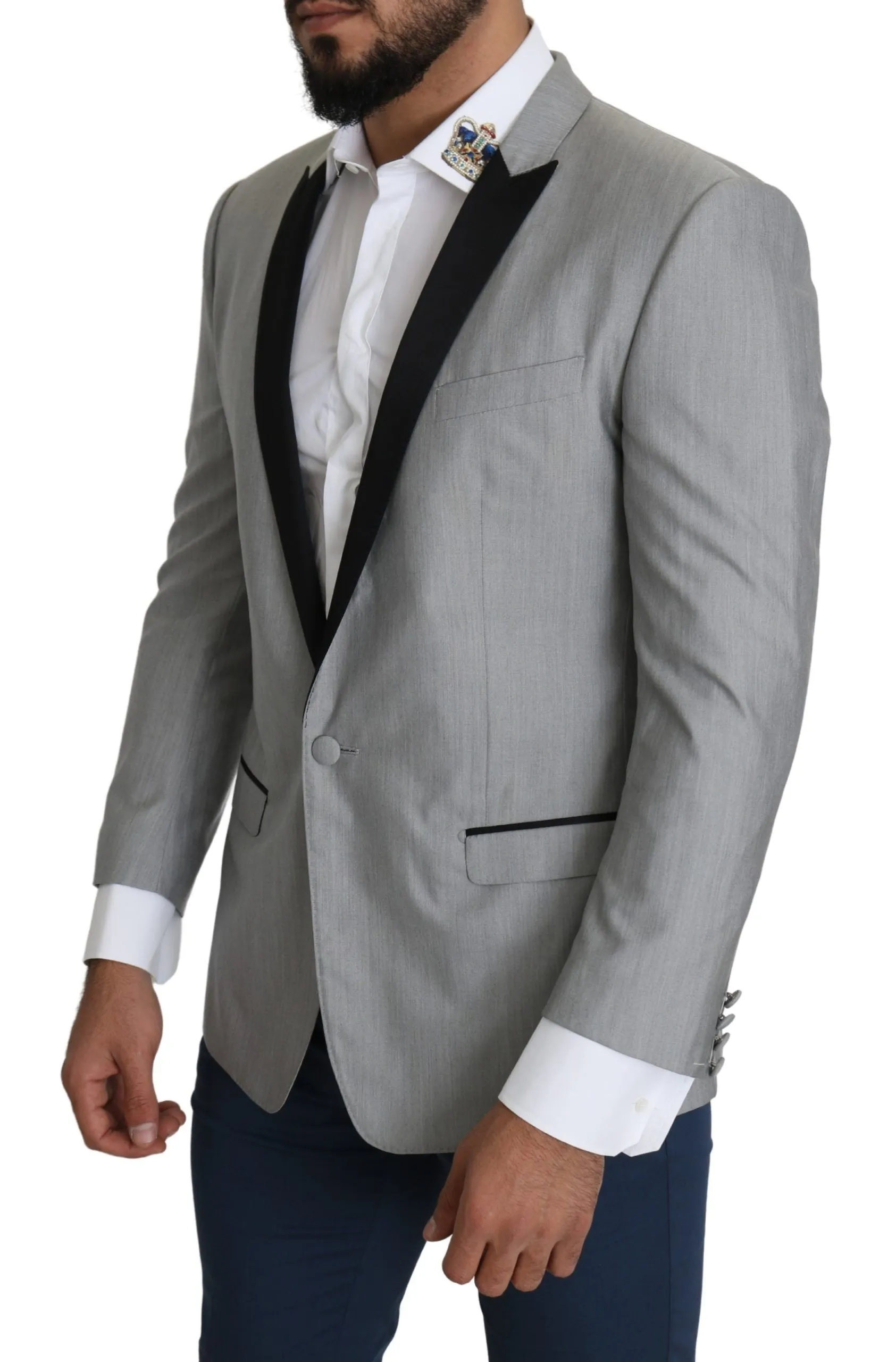 Elegant Silk Blend Light Gray Blazer sold by Louxly product image thumbnail 2
