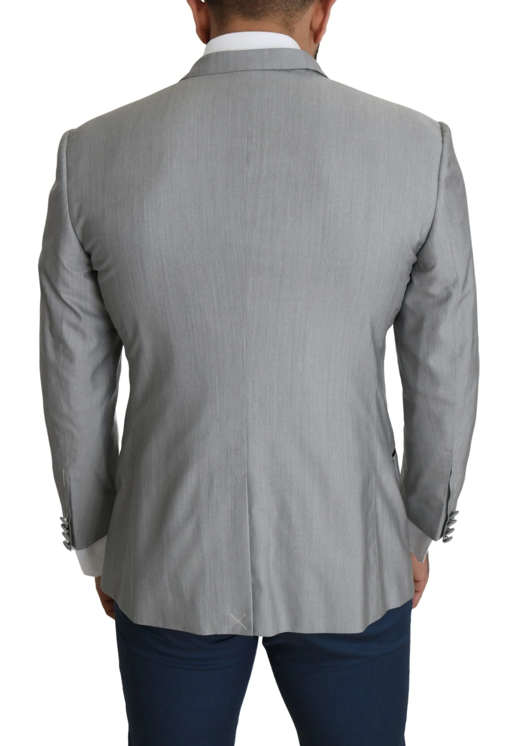 Elegant Silk Blend Light Gray Blazer sold by Louxly product image thumbnail 3