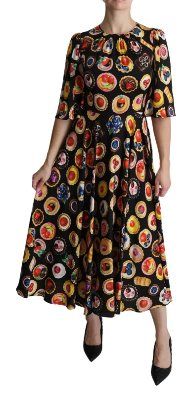Chic Multicolor Maxi Desserts Print Dress sold by Louxly