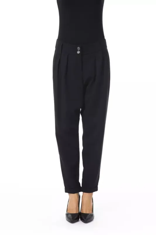 Black Polyester Women Pant sold by Louxly