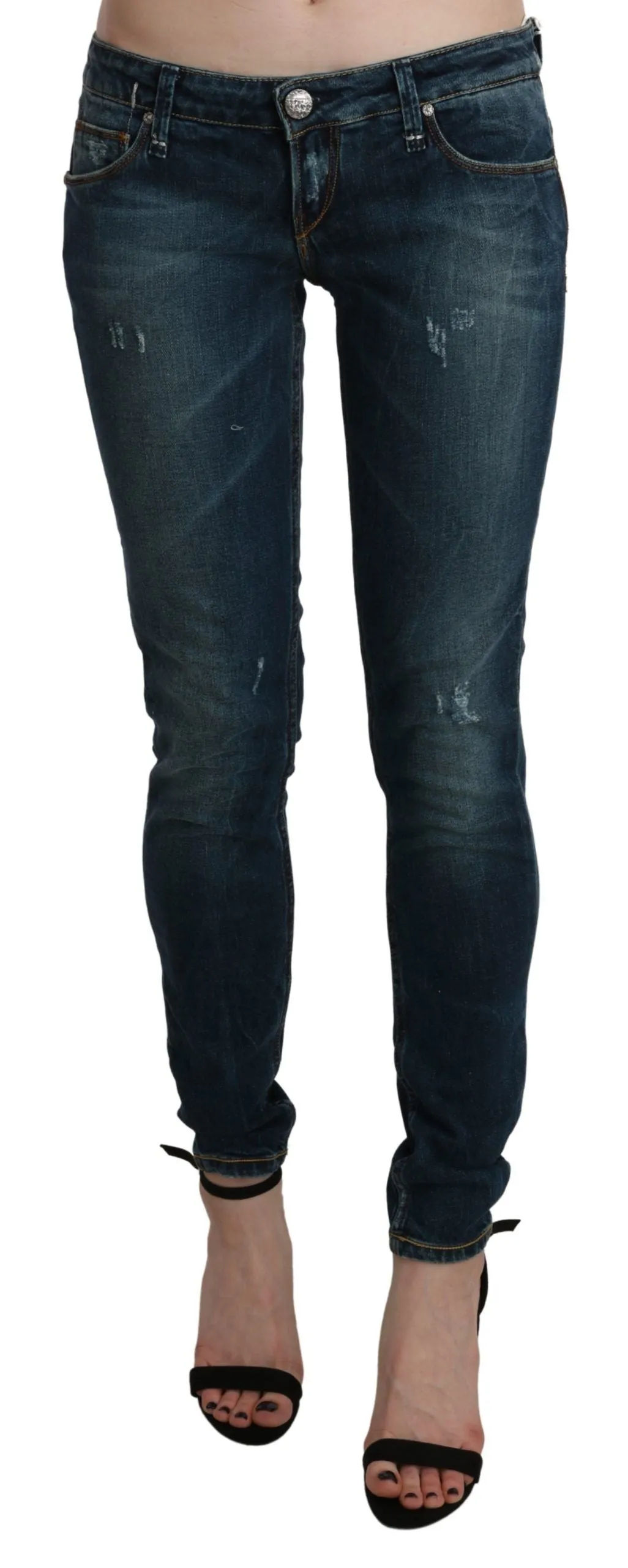Sleek Low Waist Skinny Denim - Blue Washed sold by Louxly