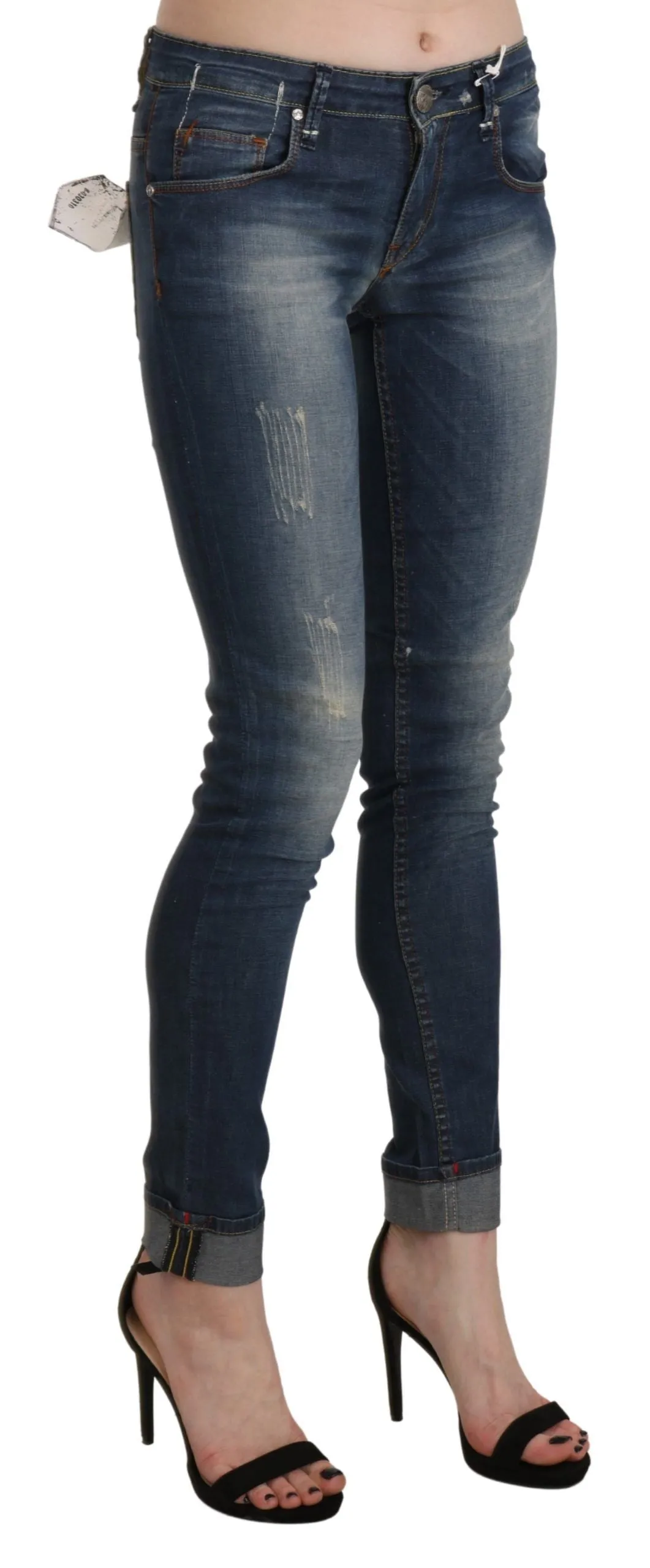 Chic Blue Washed Skinny Cropped Jeans sold by Louxly product image thumbnail 4